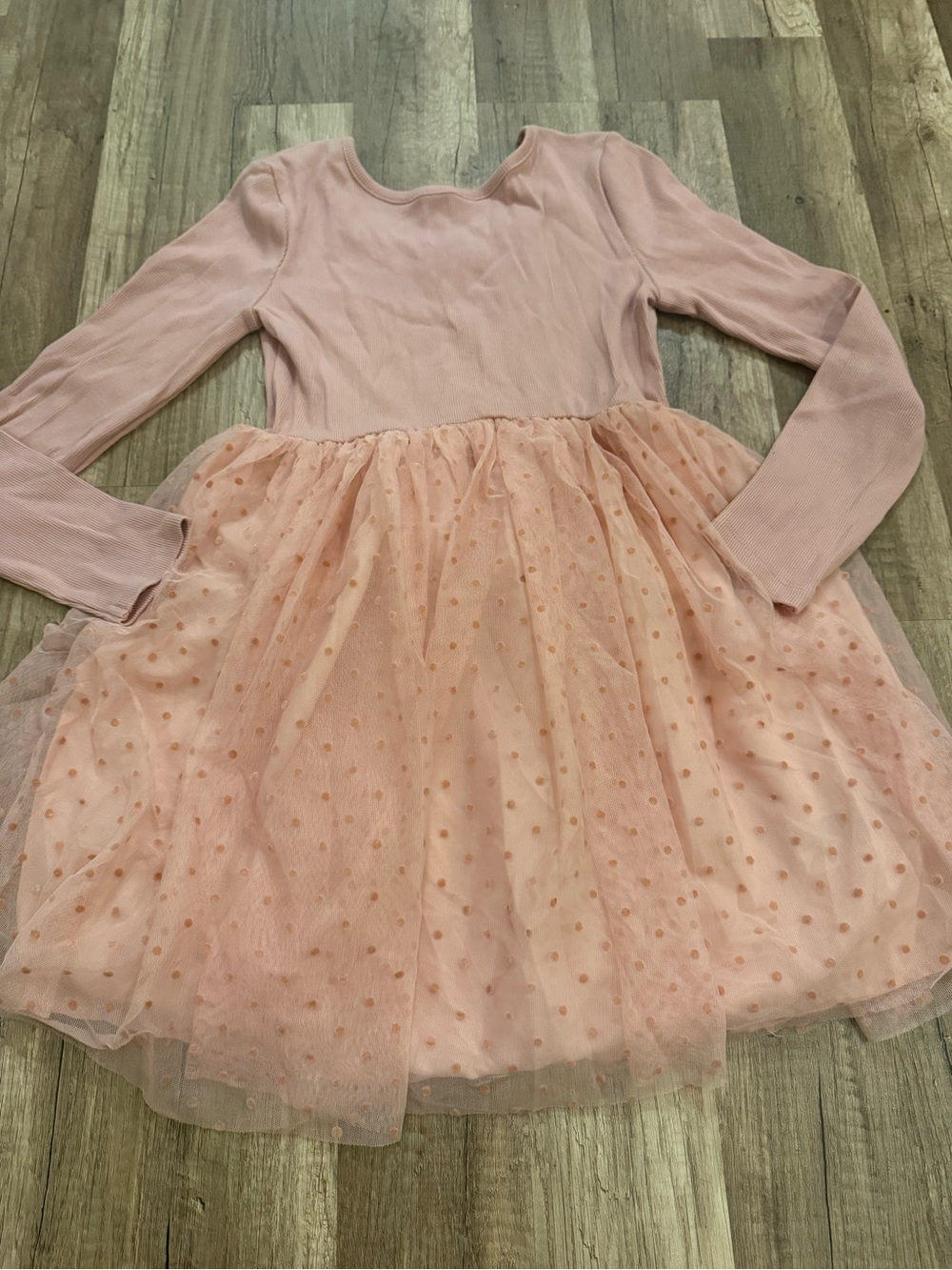 GAP Pink Long-Sleeve Tulle Dot Party Dress
